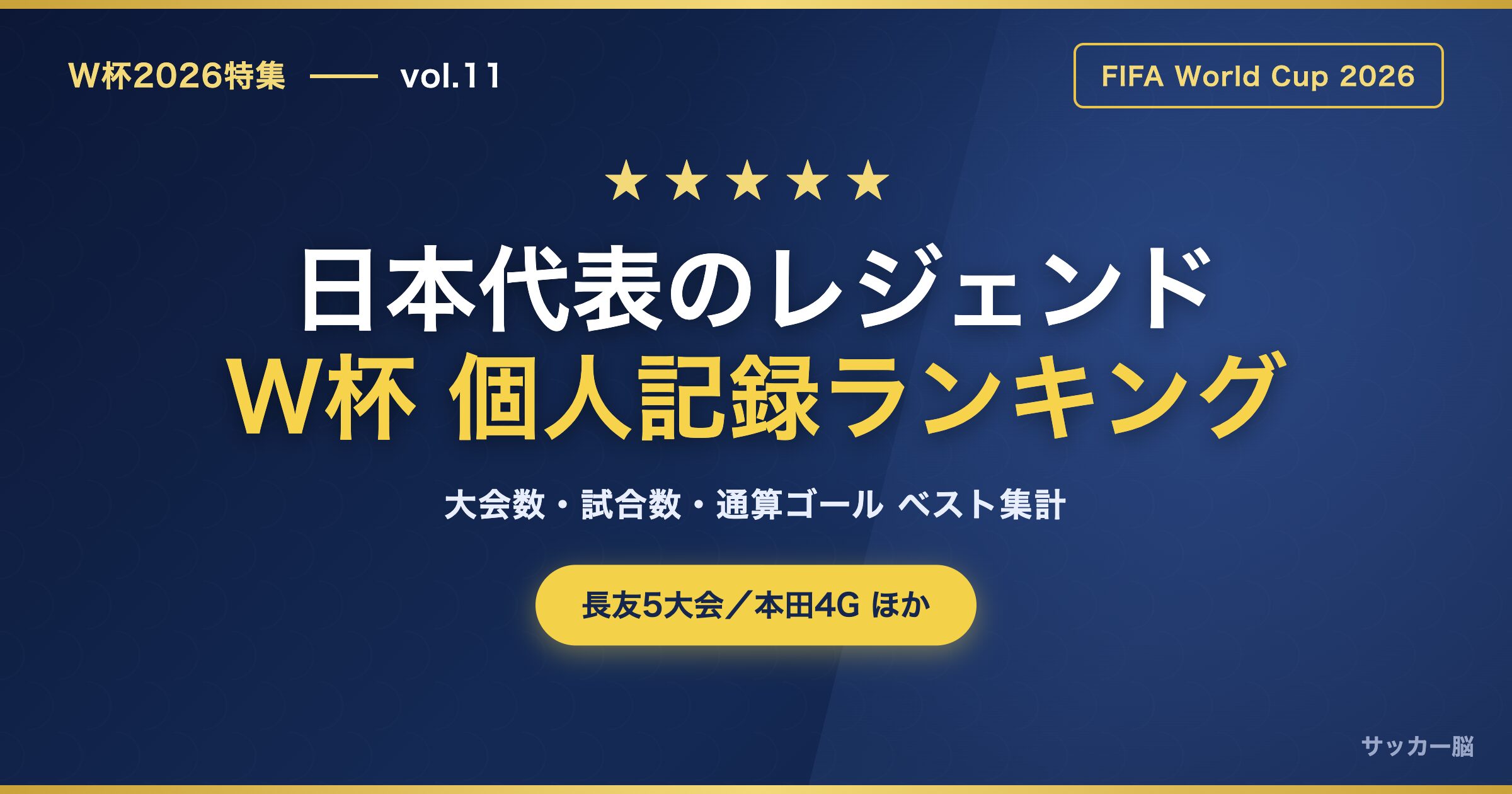 歴代W杯日本代表 個人記録ランキング アイキャッチ
