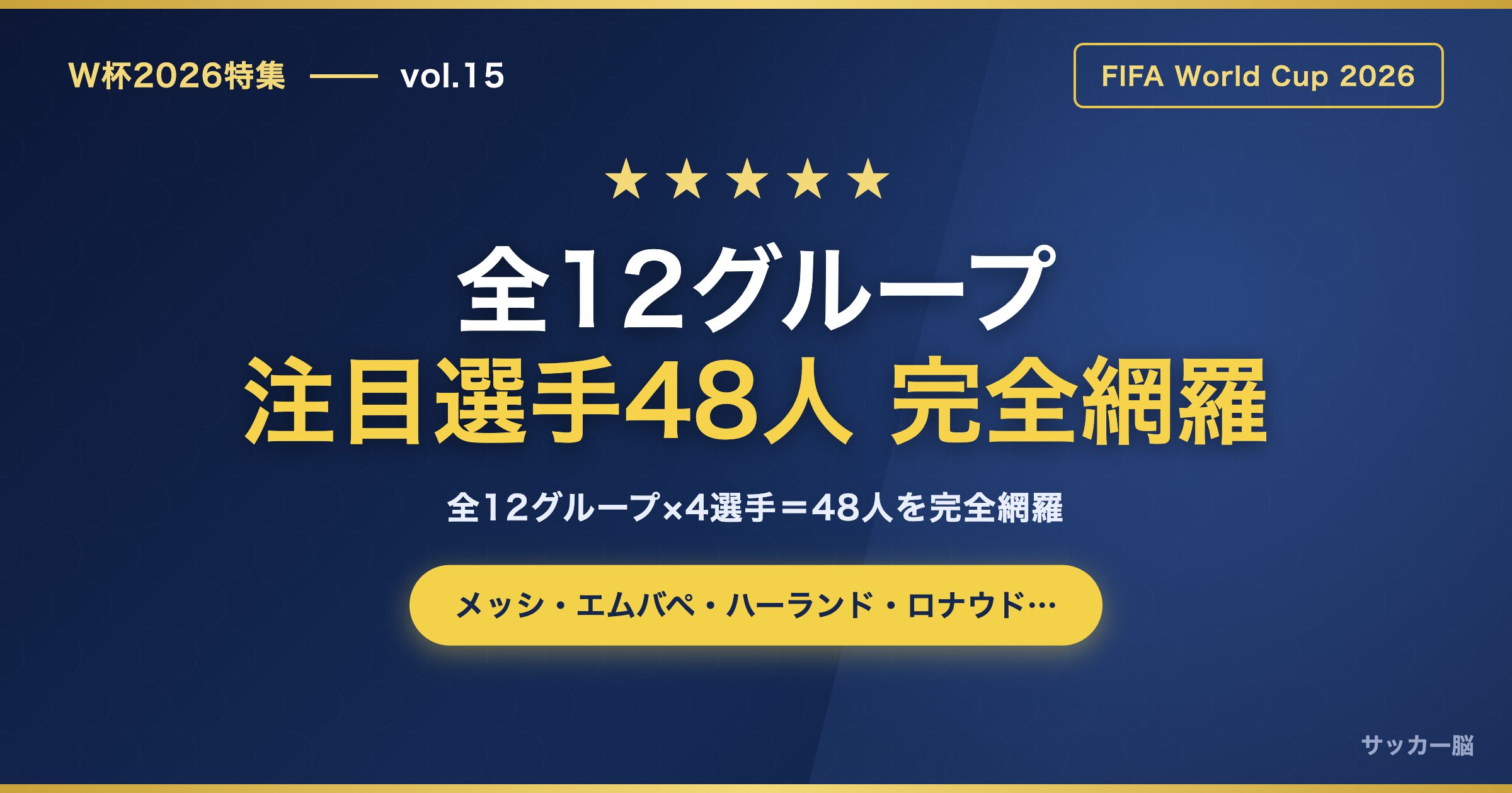 W杯2026 全12グループ 注目選手48人完全網羅