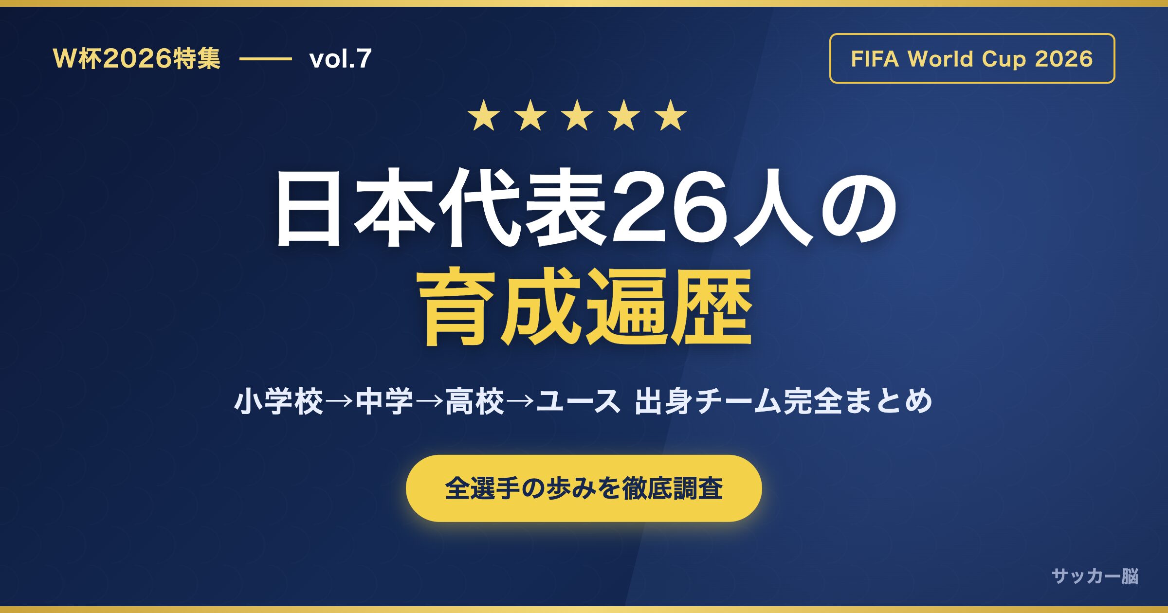2026北中米W杯 サッカー日本代表26人の育成遍歴 アイキャッチ