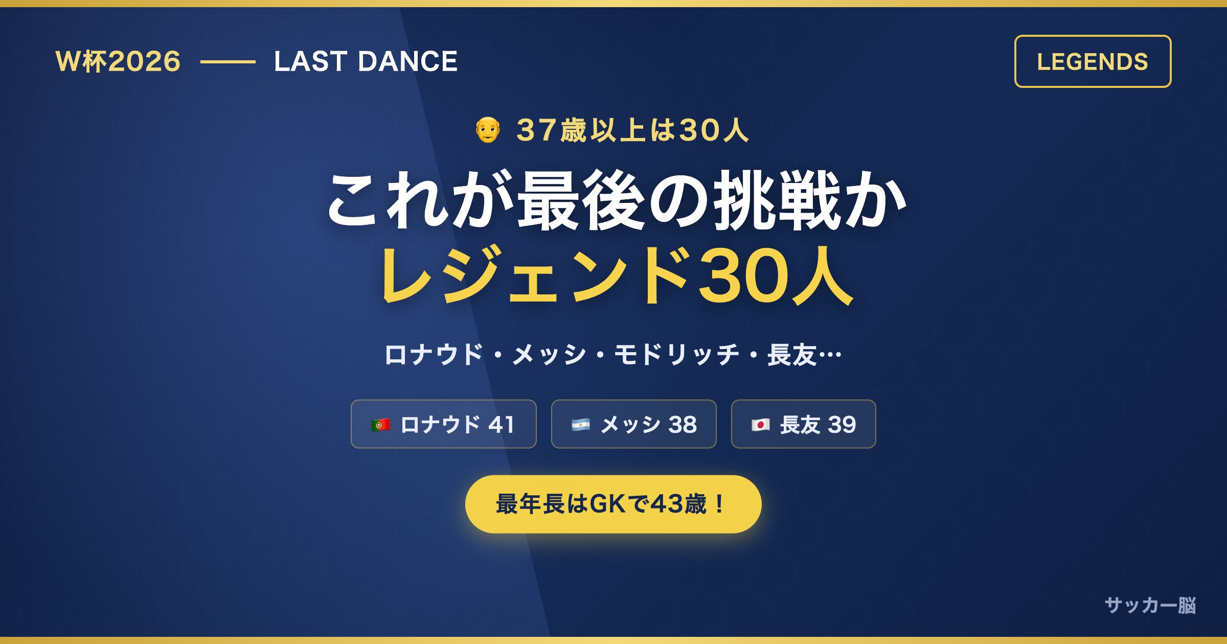 W杯2026 37歳以上のレジェンド30人