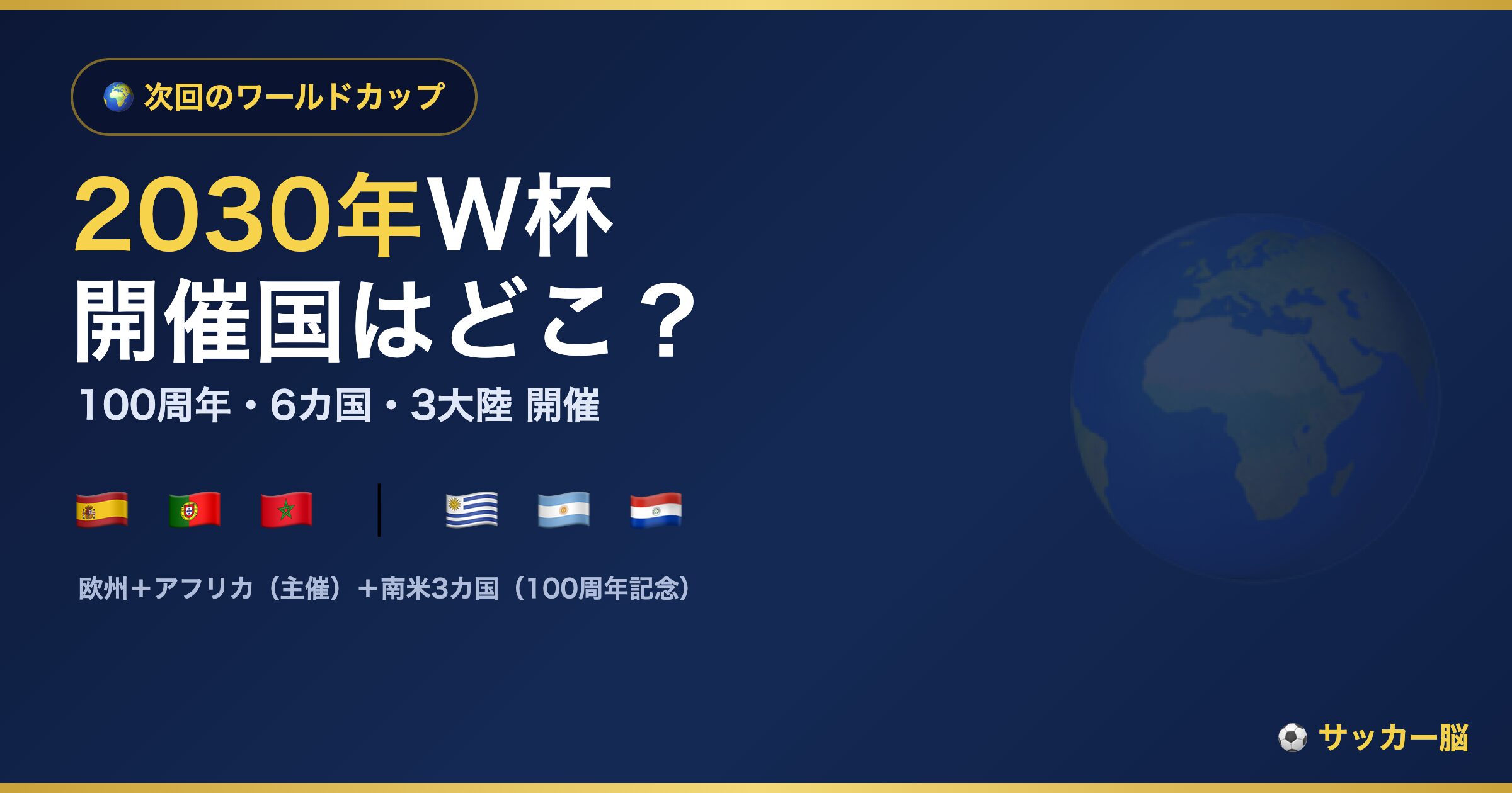 2030年ワールドカップ開催国（スペイン・ポルトガル・モロッコ＋南米3カ国）