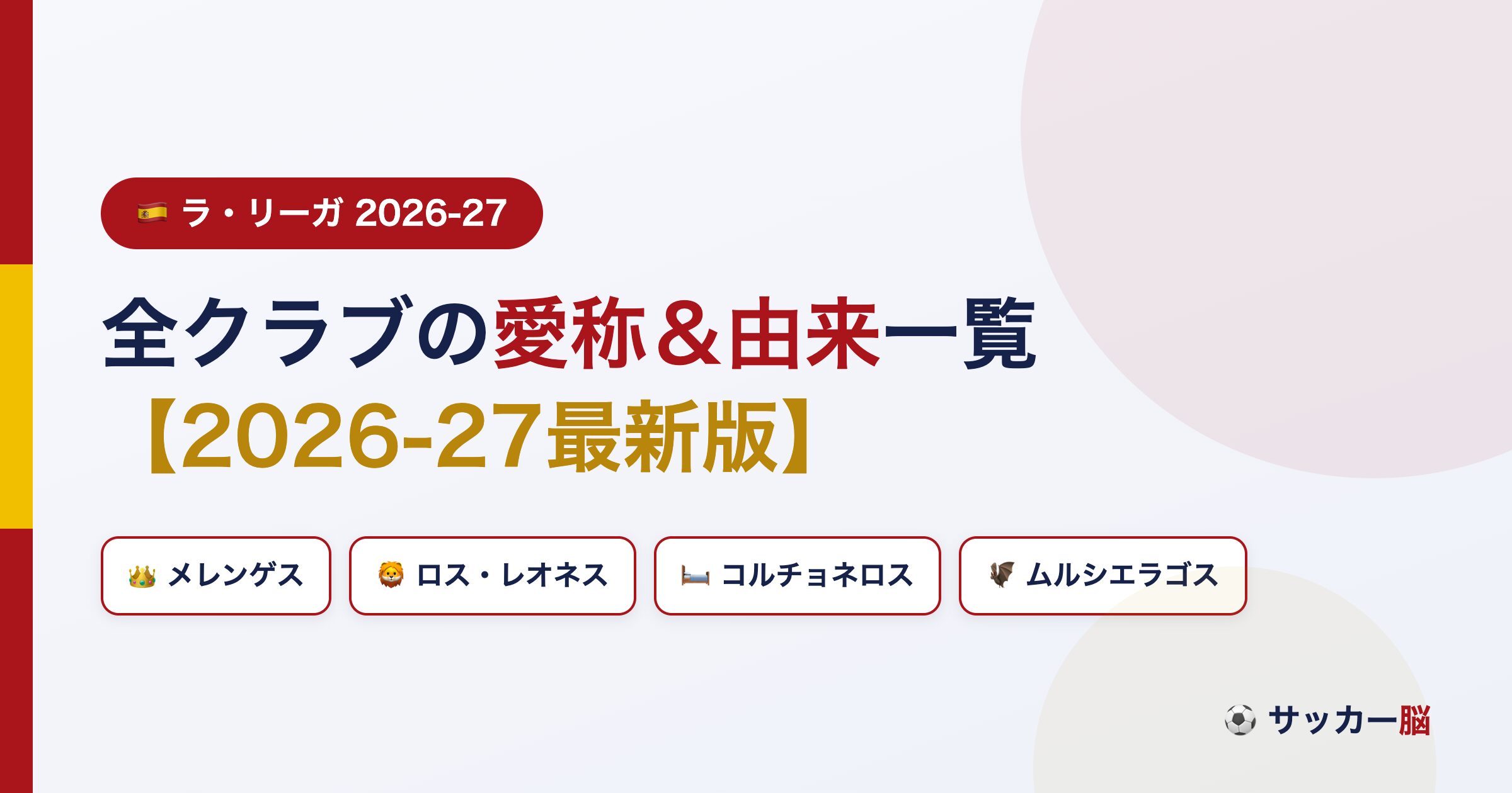 ラ・リーガ全クラブの愛称と由来一覧 2026-27