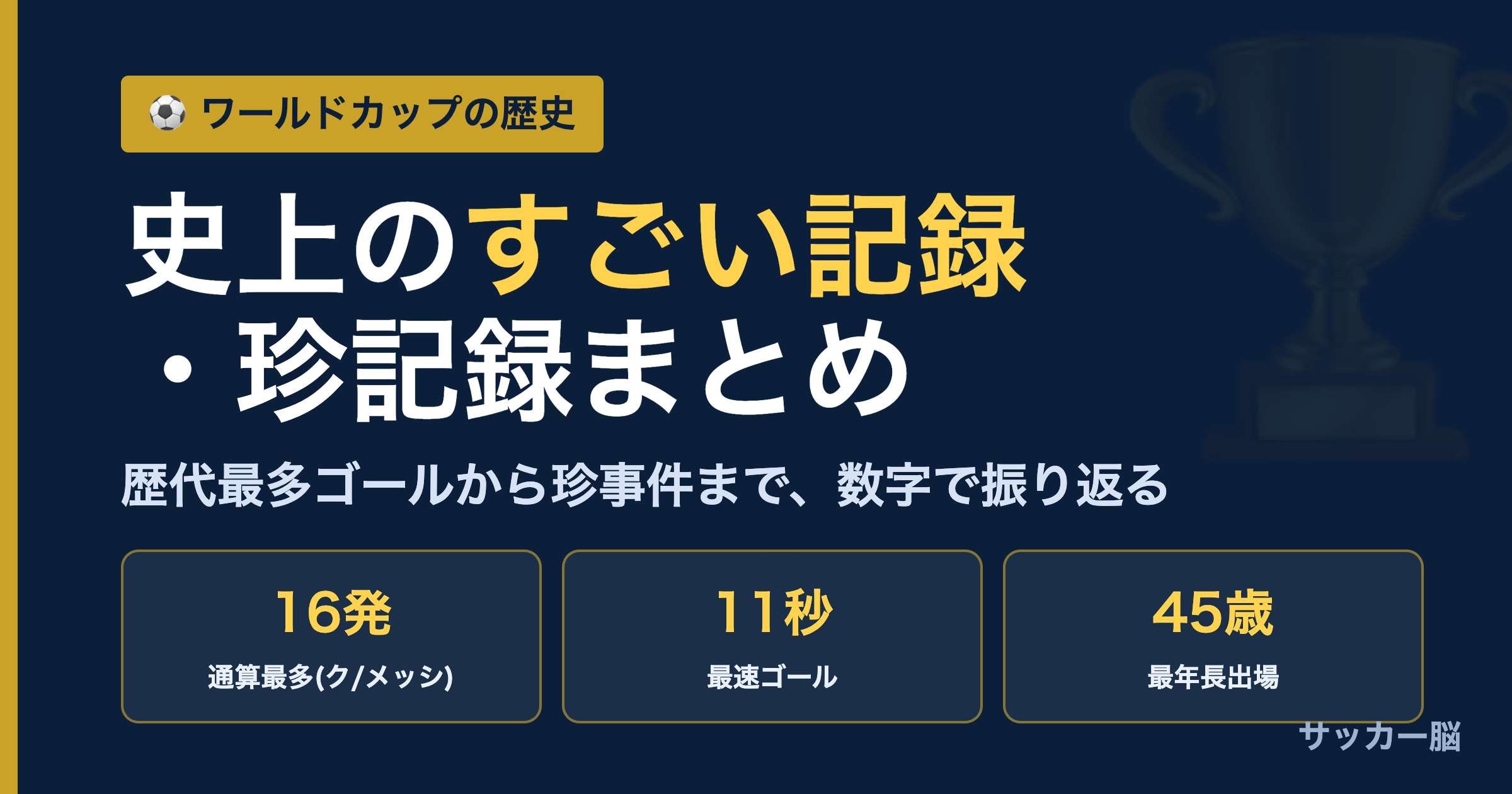ワールドカップ史上のすごい記録・珍記録まとめ