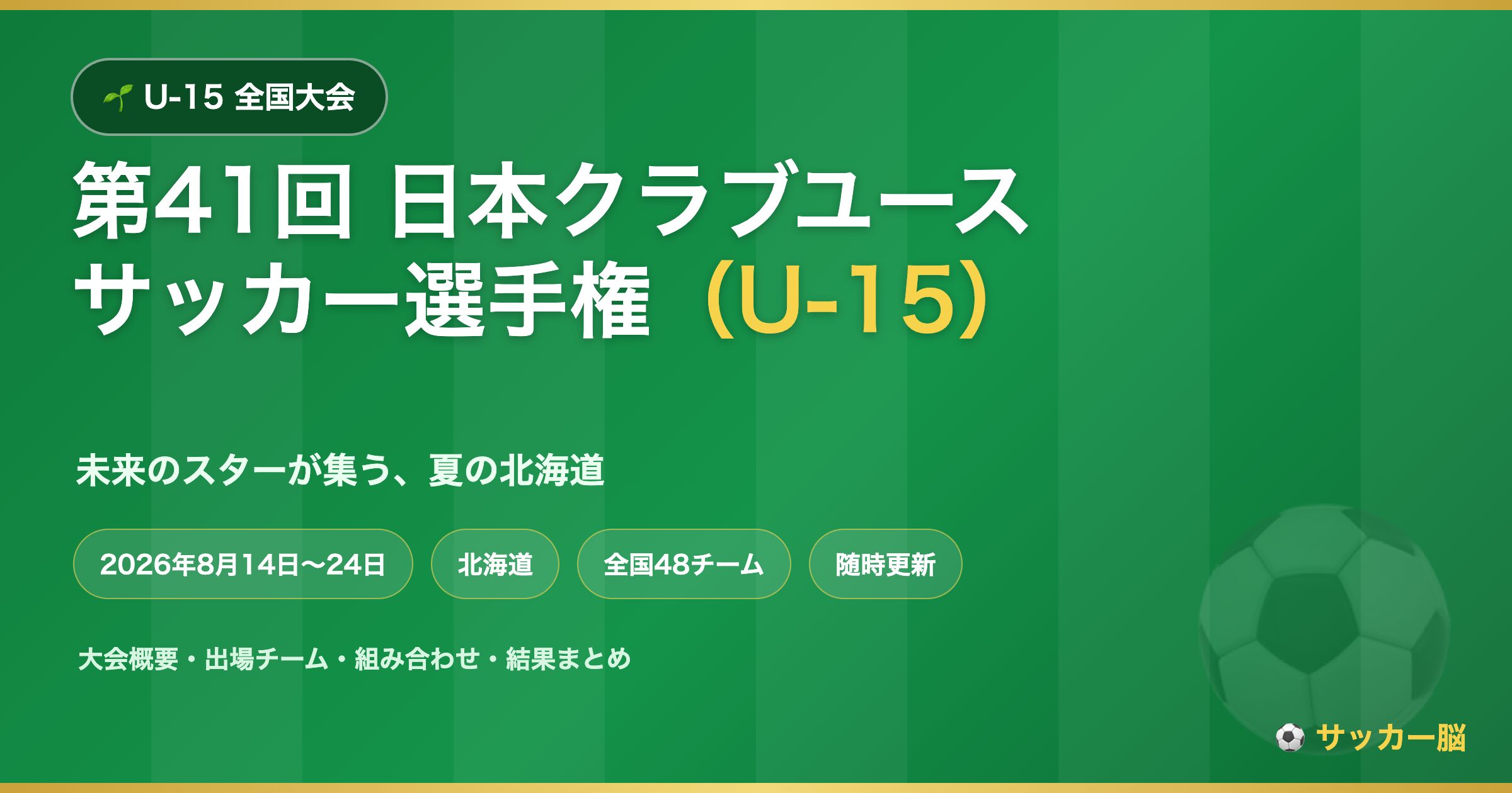 第41回 日本クラブユースサッカー選手権 U-15 大会概要