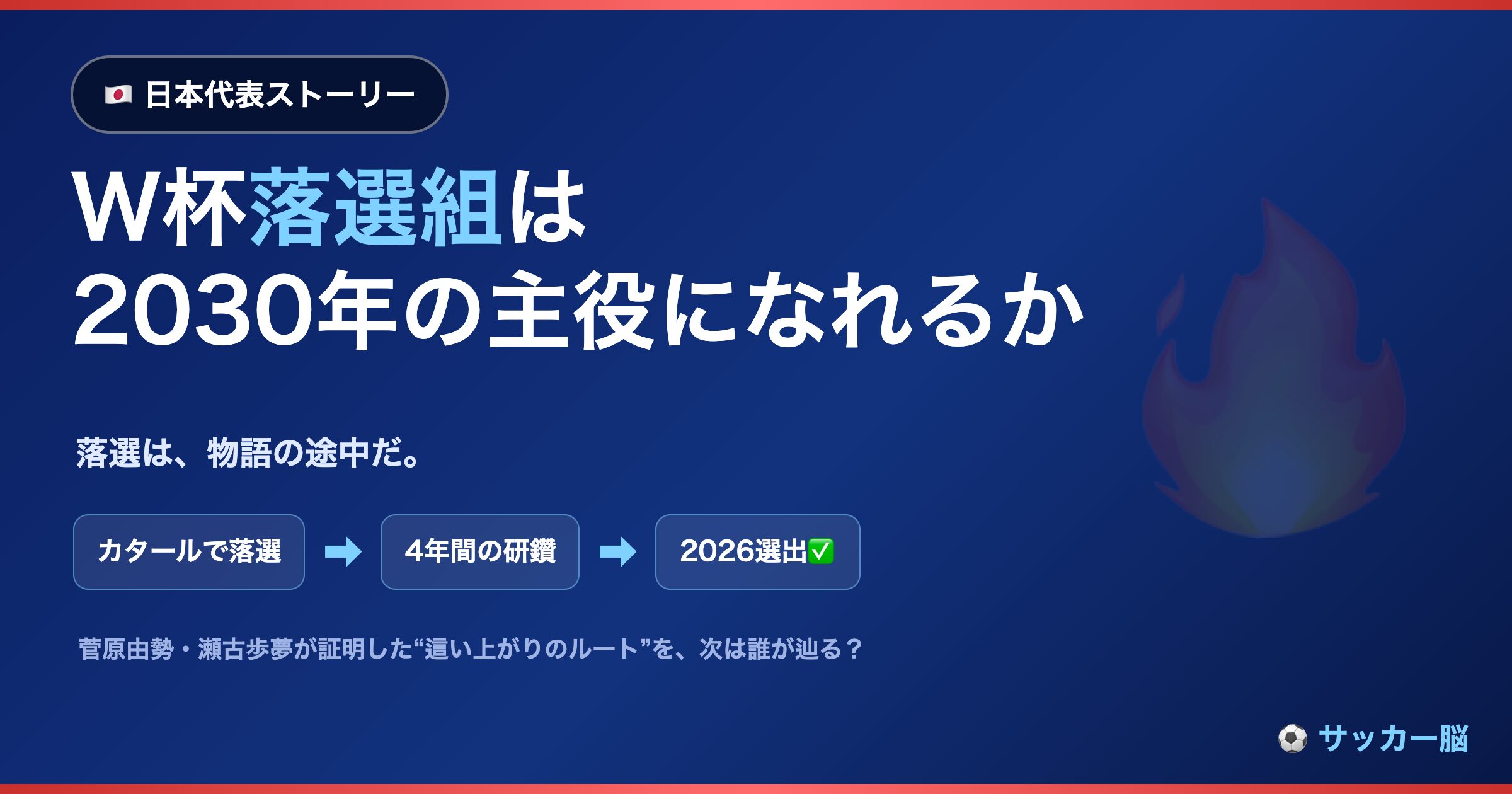 W杯2026落選組は2030年の主役になれるか