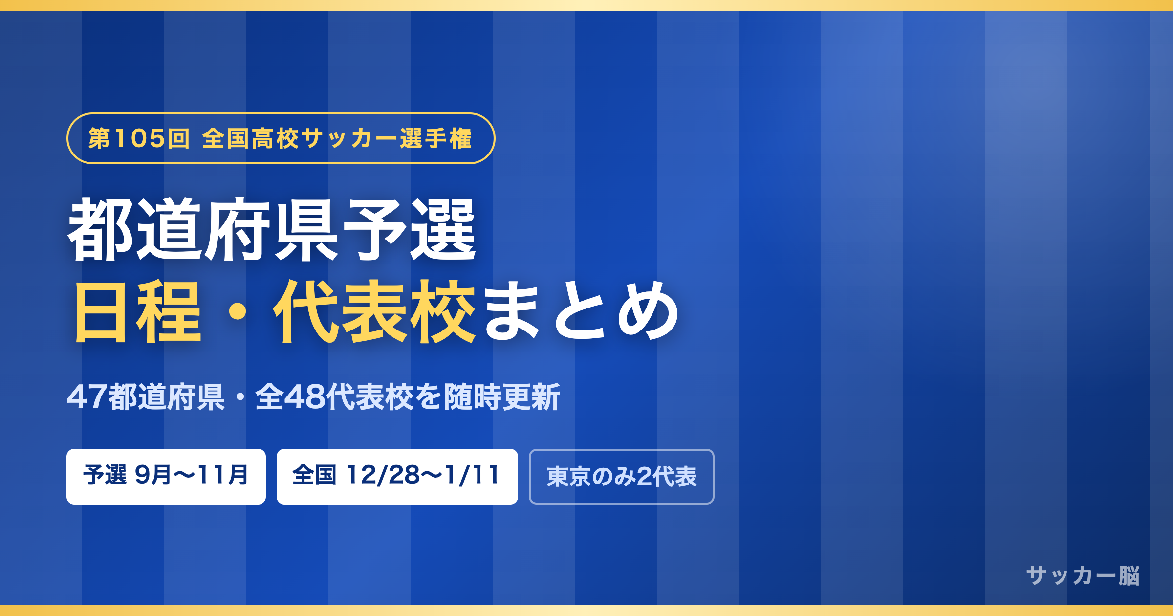 第105回全国高校サッカー選手権 都道府県予選 日程・代表校まとめ